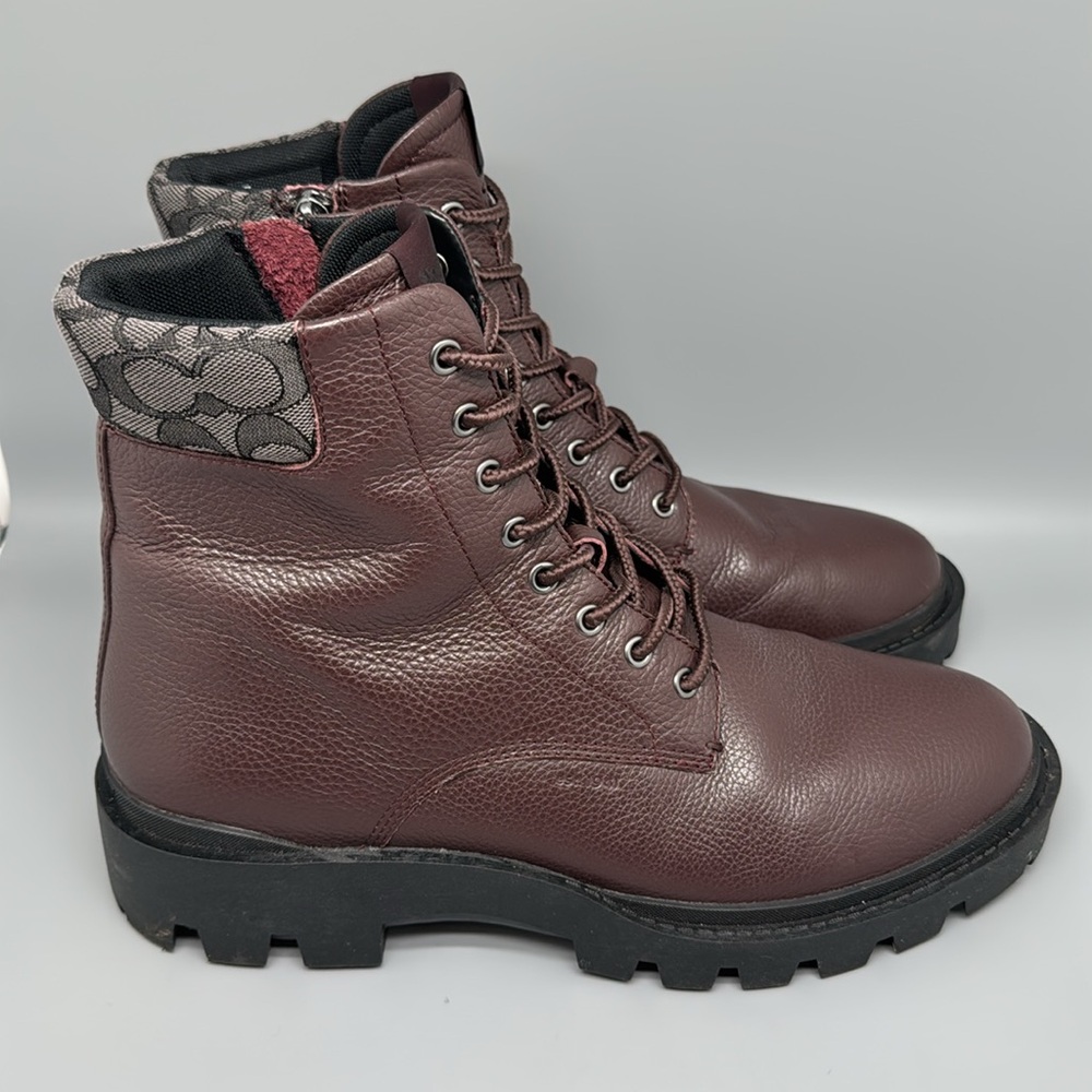Coach Citysole Monogram Side Zip Leather Boots Men’s Sz 11.5D